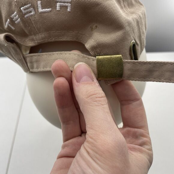 Tesla Strap Back Hat Cap Beige Adult Adjustable 6 Panel - Picture 7 of 12